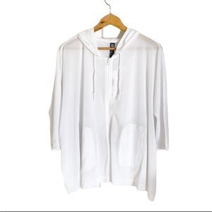 Ki Pro Performance White Mesh Hooded Oversized Active Coverup Jacket size S